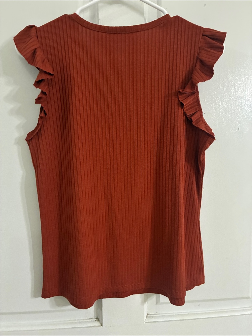 Time and Tru Ruffled Sleeve Ribbed Tank Top - Rust - Picture 3 of 3